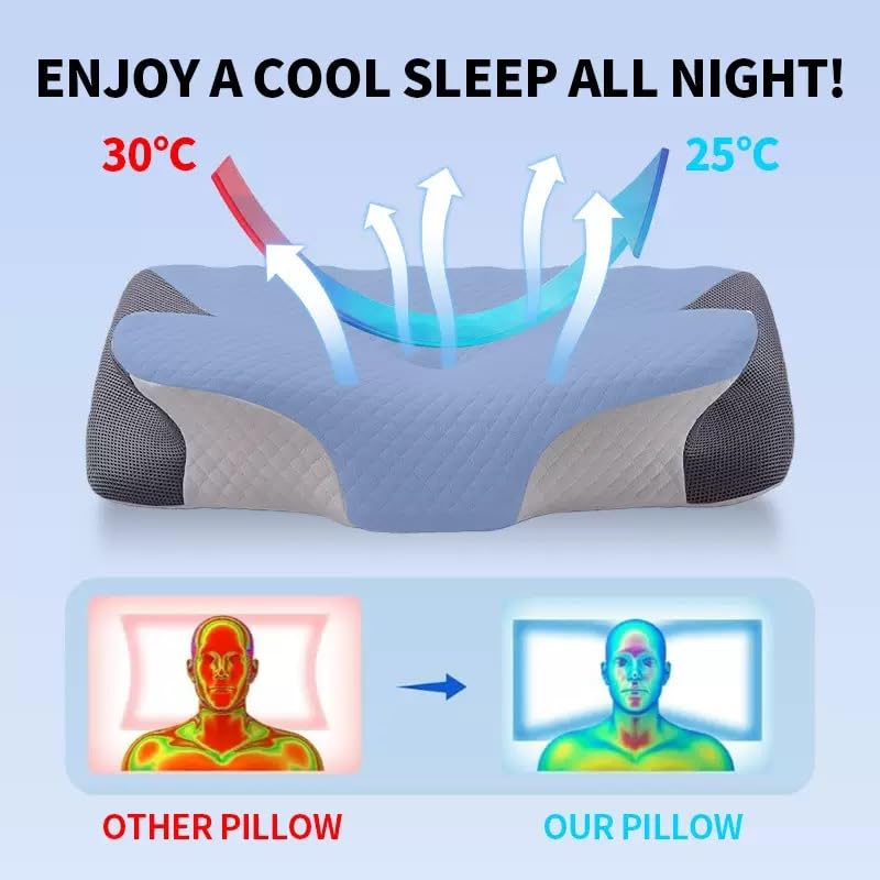 Miniatura 7 de Almohada Cervicales y Cuello | Almohada cervical para cuello y hombros | 2 alturas diferentes Tamaño:60x41x9/12cm | Adecuada para diferentes posturas al dormir | Relajación y Alivio del Estrés
