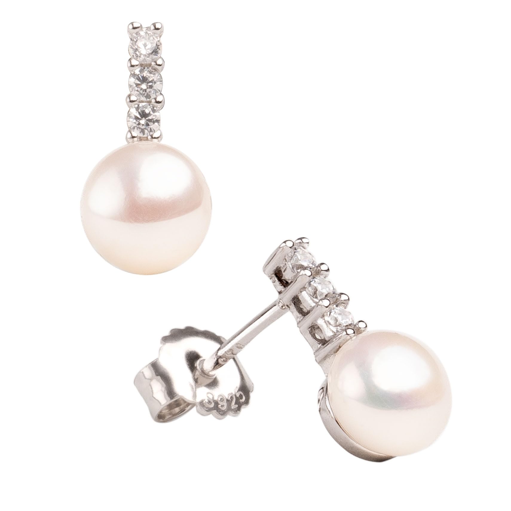 Orecchini A Bottone Con Perle D'acqua Dolce Rosa Lavanda - Argento 925 Rodiati - SECRET & YOU - Scegli La Misura Da 8 A 11 Mm