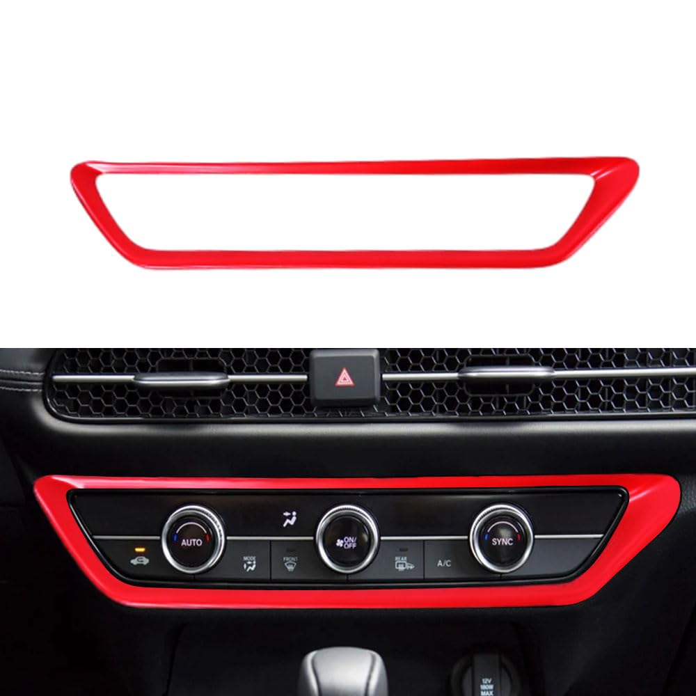 BOYOUS ABS Red Style Car Console Air Conditioning Switch Knob Panel Cover Interior Trim Accessories Fit For Honda 2023 2024 2025 HR-V HRV