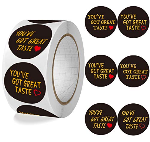 You've Got Great Taste Business Stickers -500 Per Roll 6 Designs 1.5inch Round Thank You Stickers for Small Business|Seal labes for Bubble mailers,Kraft Gift Wraps,Envelopes,Bakery,Wedding,Handmade