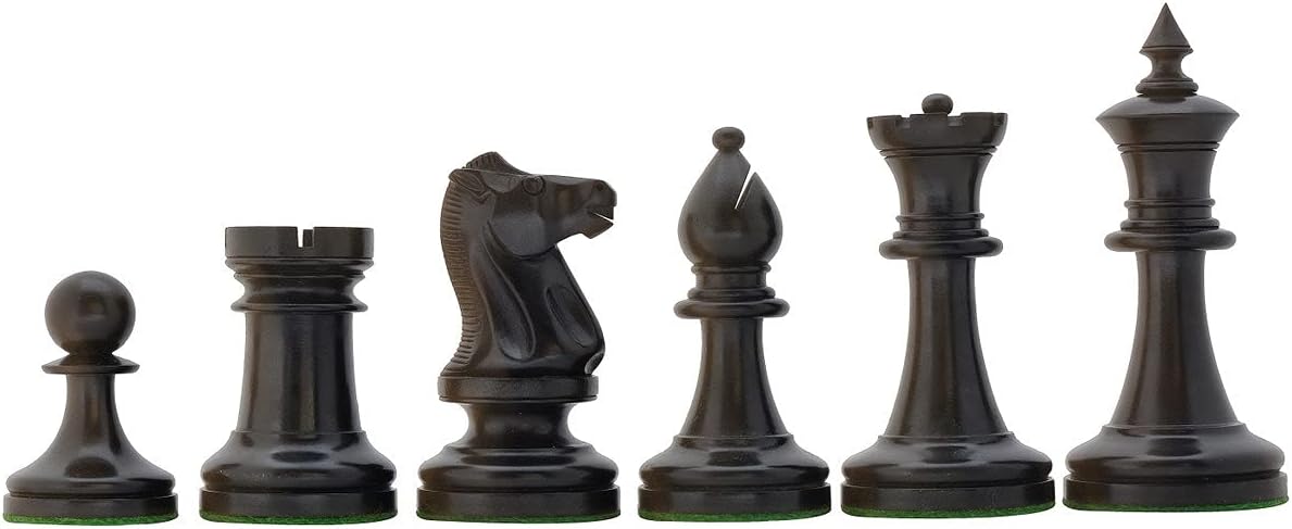 Improved Repro 1904 Cambridge Springs International Tournament Chess Pieces in Ebonized & Antiqued Boxwood - 4" King