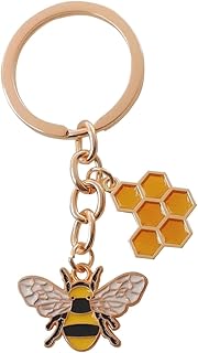 LUMILLION bee keychainï¼Œbee giftsï¼Œteacher keychain (Yellow)
