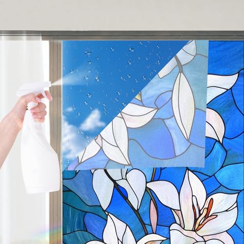 Image of Nuxovilar Gothic Rainbow White Floral Pattern Window Film 17.5x39.3 PVC
