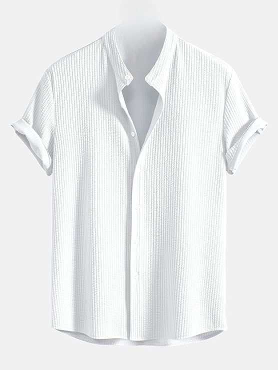 Image of GRECIILOOKS Men's Polycotton Regular Fit Casual Shirt | Stylish | Printed | Solid | Short Sleeve | Trendy (Available in Plus Size)