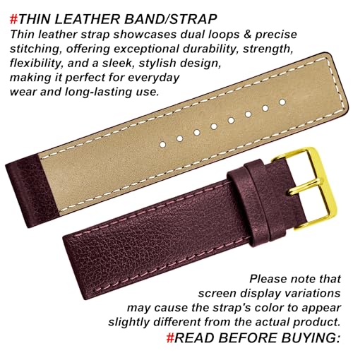 Image of DBLACK ''ATOR'' Leather Watch Strap, Pebble Design Pattern, Thin Leather Watch Belt / / For 18mm, 20mm, 22mm, 24mm, or 26mm Watch Band (Choose Your Size & Color)