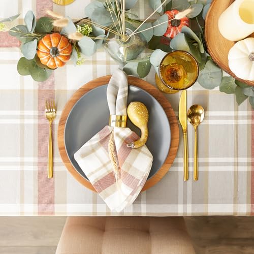 DII Thankful Autumn Collection Fall Tabletop Decoration, Square Tablecloth, 52x52, Cozy Picnic Plaid - image 5