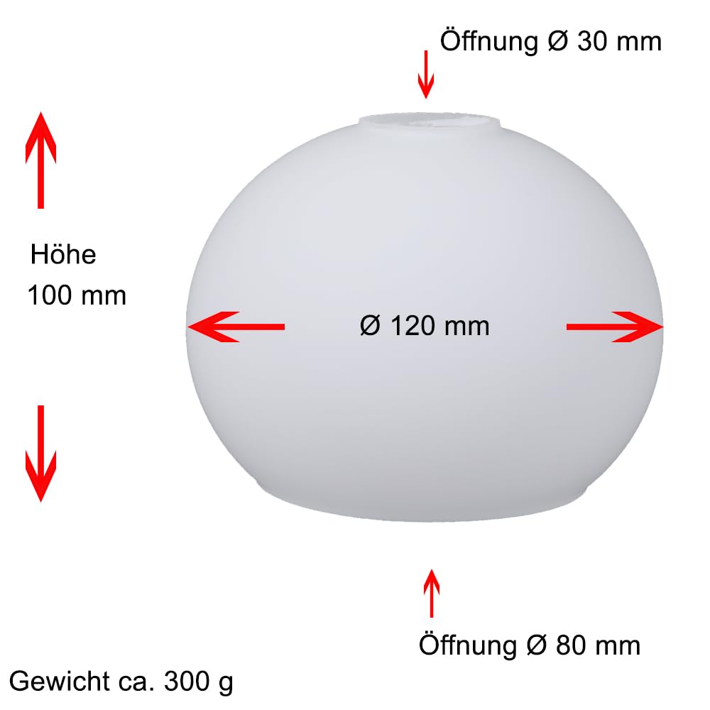 Kugelglas weiß matt Ø 120mm Lampenglas Ersatzglas E14 Leuchtenglas Kugel Opalglas