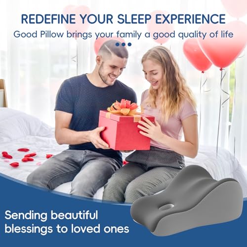 Image of Latex Comfort Pillow for Adults | Supportive Cushion for Pregnancy, Relaxation & Couples | All-Purpose Sleeping & Lounging Pillow with Washable Cover-Two-Tone Gray