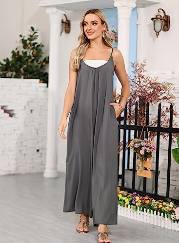 Image of BUENOS NINOS Women's V Neck Floral Maxi Dress Boho Printed Adjustable Spaghetti Strap Ethnic Beach Long Dress with Pockets