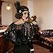 ELECLAND 10 Pieces 1920s Flapper Gatsby Accessories Set Fashion Roaring 20's Theme Set with Headband Headpiece for Women (Black)