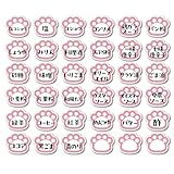 SignStore 調味料ステッカー スパイスラベル 肉球デザイン 約3cm 36枚セット おしゃれ オリジナル シール かわいい イラスト ネコ グッズ TMZN003 (レッド)