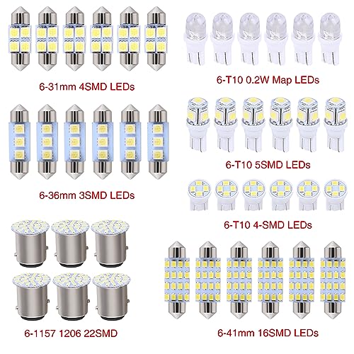 Set 42 Bombillas LED para Auto 6500K Luz Blanca miniatura 6