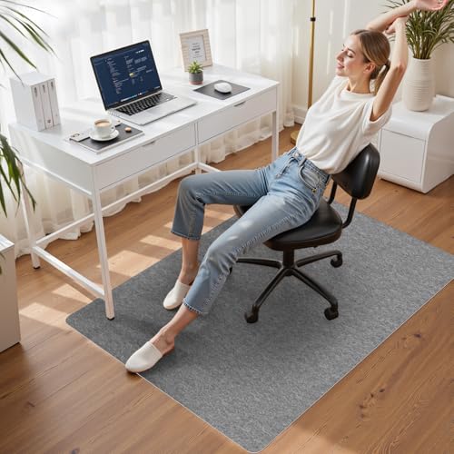 Image of Sycoodeal Office Chair Mat for Hardwood Floor,Slip Resistant Floor Mat for Office Computer Gaming Chair,Heavy Duty Floor Protector for Rolling Chairs,Easy to Clean,Grey(40 inchx48 inch)