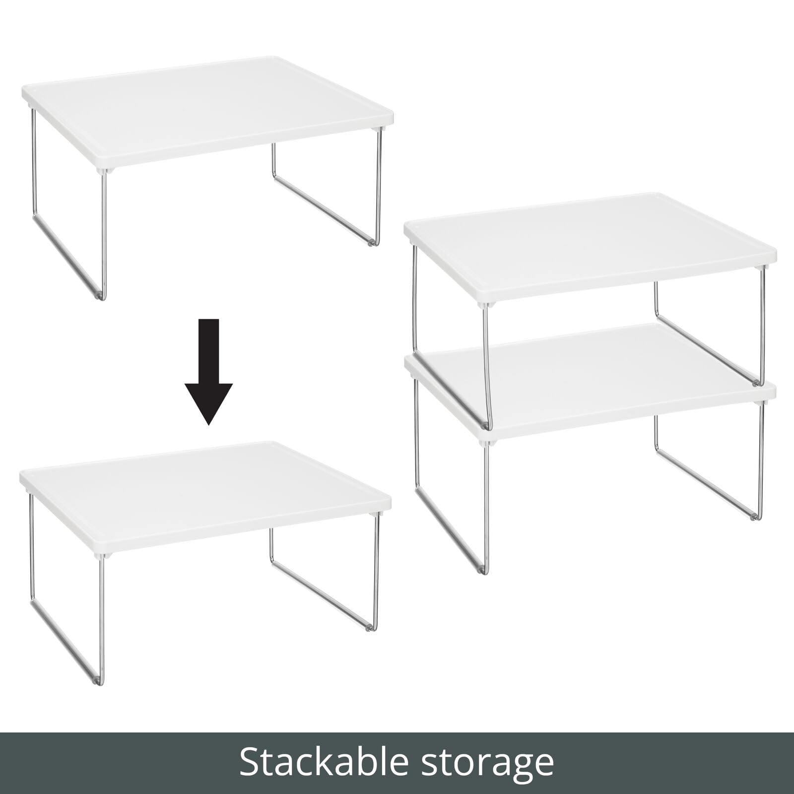 mDesign Zestaw 4 wkładów na ubrania - półka metalowa i tworzywo sztuczne zapewniają więcej miejsca do przechowywania w szafie - biały