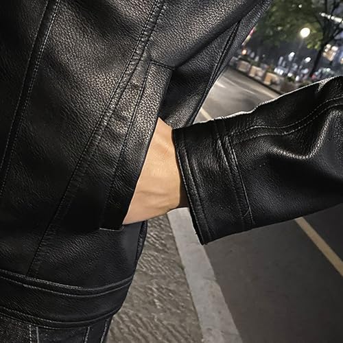 Chaqueta Bomber de Cuero Negra Para Hombre Talla 5X-Large miniatura 3