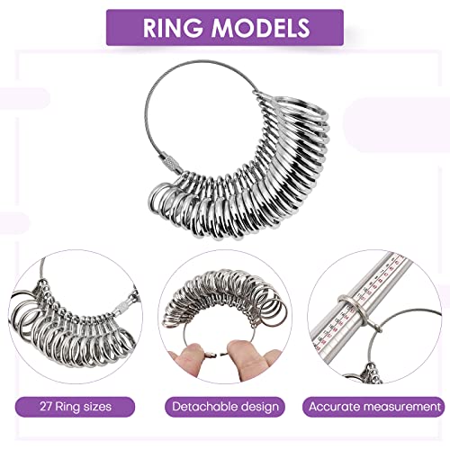 Amgsh Ring Mandrel Sizer Tool With Metal Mandrel Finger Sizing Measuring Stick And Ring Sizer Guage Of 27 Pcs Circle Models Jewelry Sizer Tool And Rubber Jewelers Hammer #TOP4
