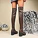 Black Elastic Knee Boots for Women:Fashion Platform Chunky Block High Heel Zipper Booties Motorcyle Combat Footwear Party Dressy Shoes(Brown,Size5.5)