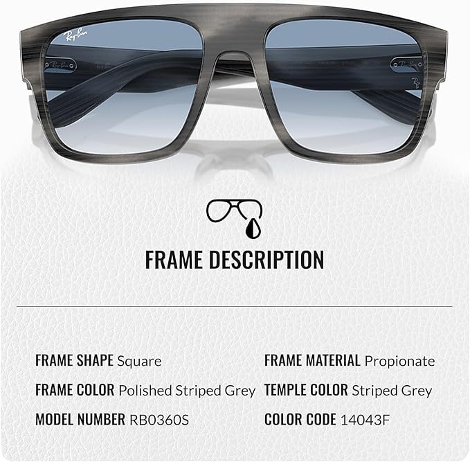 Image of Ray-Ban RB0360S DRIFTER Square Shaped Sunglasses for Men & Women with Official RAYBAN Eyewear Kit