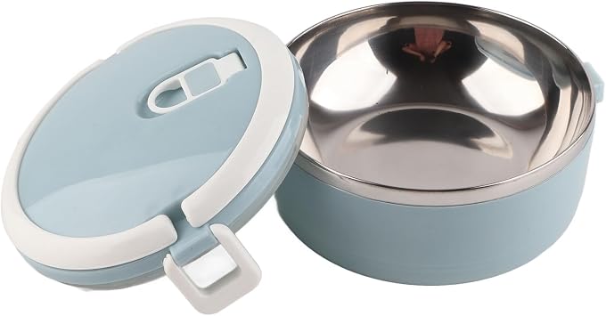 Portable Stainless Steel Blue Thermal Insulated Rice Noddles Lunch Box Food Container Single Layer