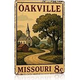 12X8in Oakville Missouri Vintage Landscape Aluminum Metal Sign