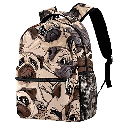 Niaocpwy Funny Cute Pug Dog Backpack For Middle School Student, Durable Daypack With Adjustable Strap #TOP17