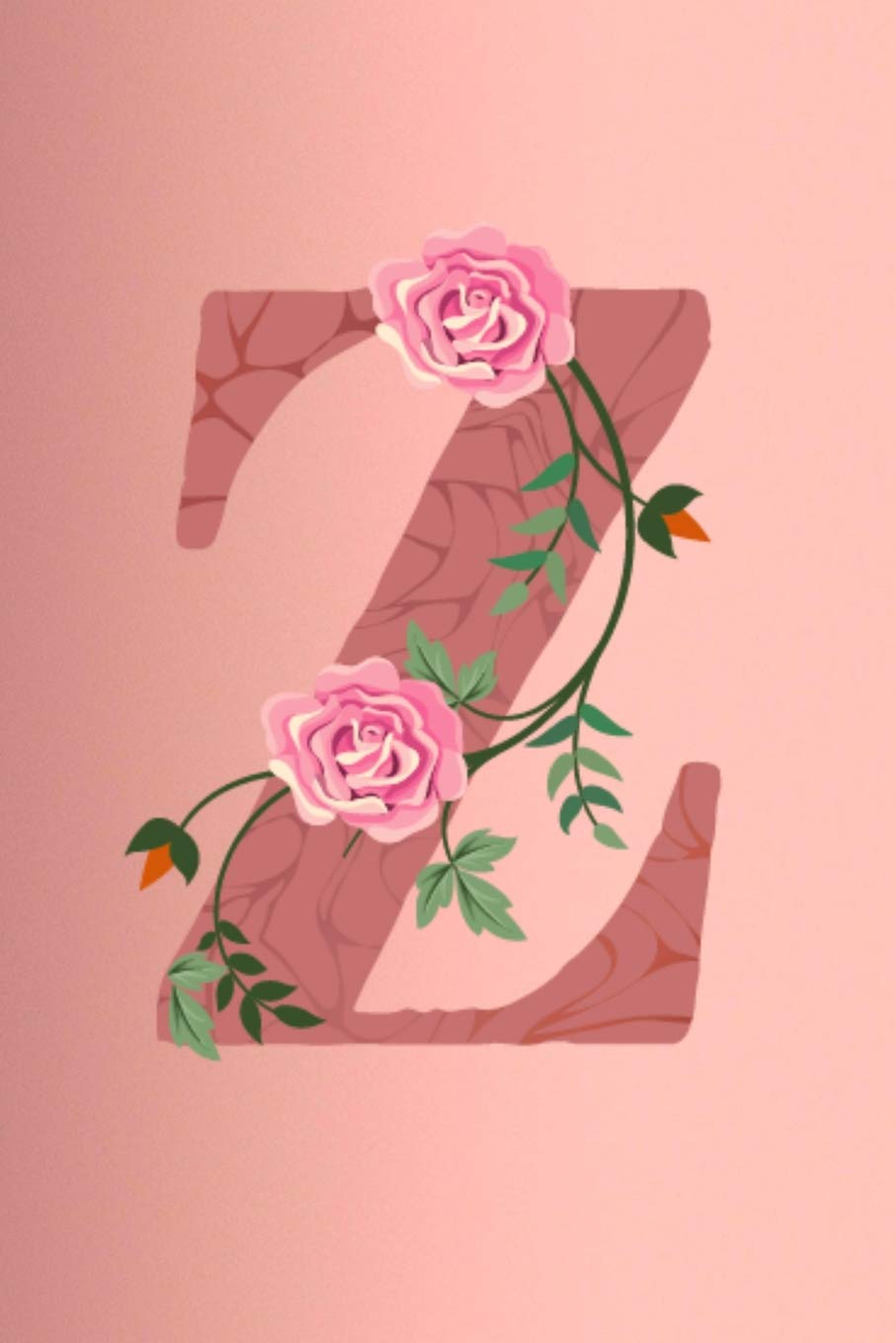 Z: Letter Z Monogram Initials Rose Flowers Floral Notebook & Journal