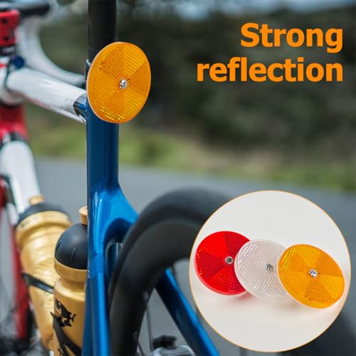 Image of Car Front Round Reflector, 16PCS 2.36 inch Safety Vehicle Reflectors with Center Mounting Holes & Screws, Reflective Marker for Driveaway Fence Gate Post, Universal for Truck Sedan SUV (Red)