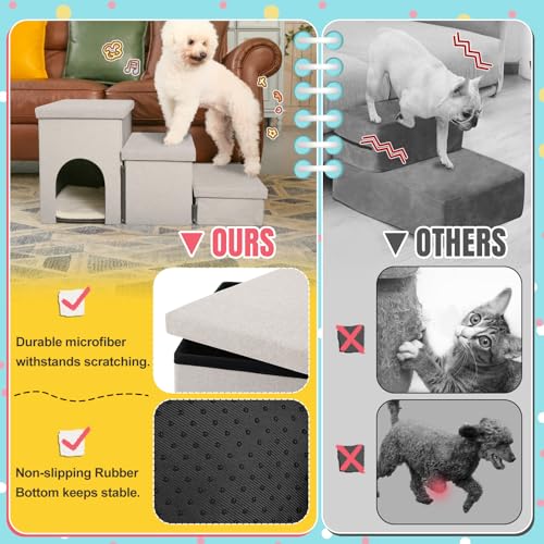 HOMELYSIAN Escadas para Cães para Camas Altas, Degraus Dobráveis para Animais de Estimação para Cães