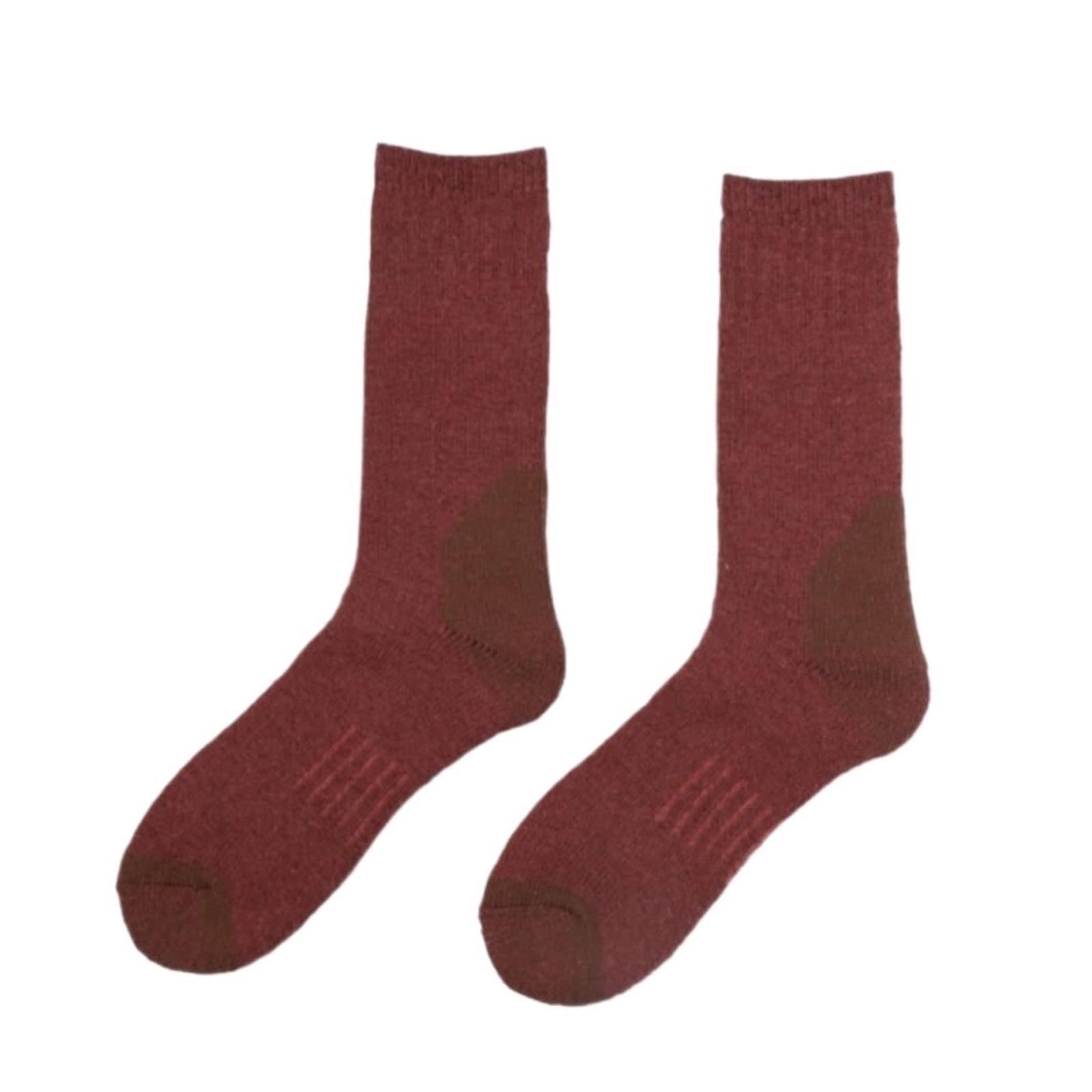 Calcetines Termicos 2 Pares De Calcetines Gruesos Y Cálidos De Invierno, Calcetines Sin Costuras Con Punta De Tubo Medio Sin Ataduras Calcetines Mujer Hombre(Rot)