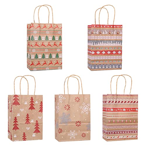 Sacs cadeaux de Noël en papier kraft et fournitures de fête de Noël avec imprimé