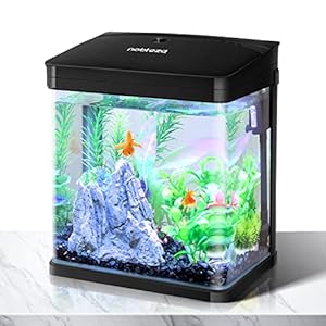 Nobleza – Acuario de Cristal con Cubierta y Luces LED. Sistema de Filtro de 7 litros. Color Negro