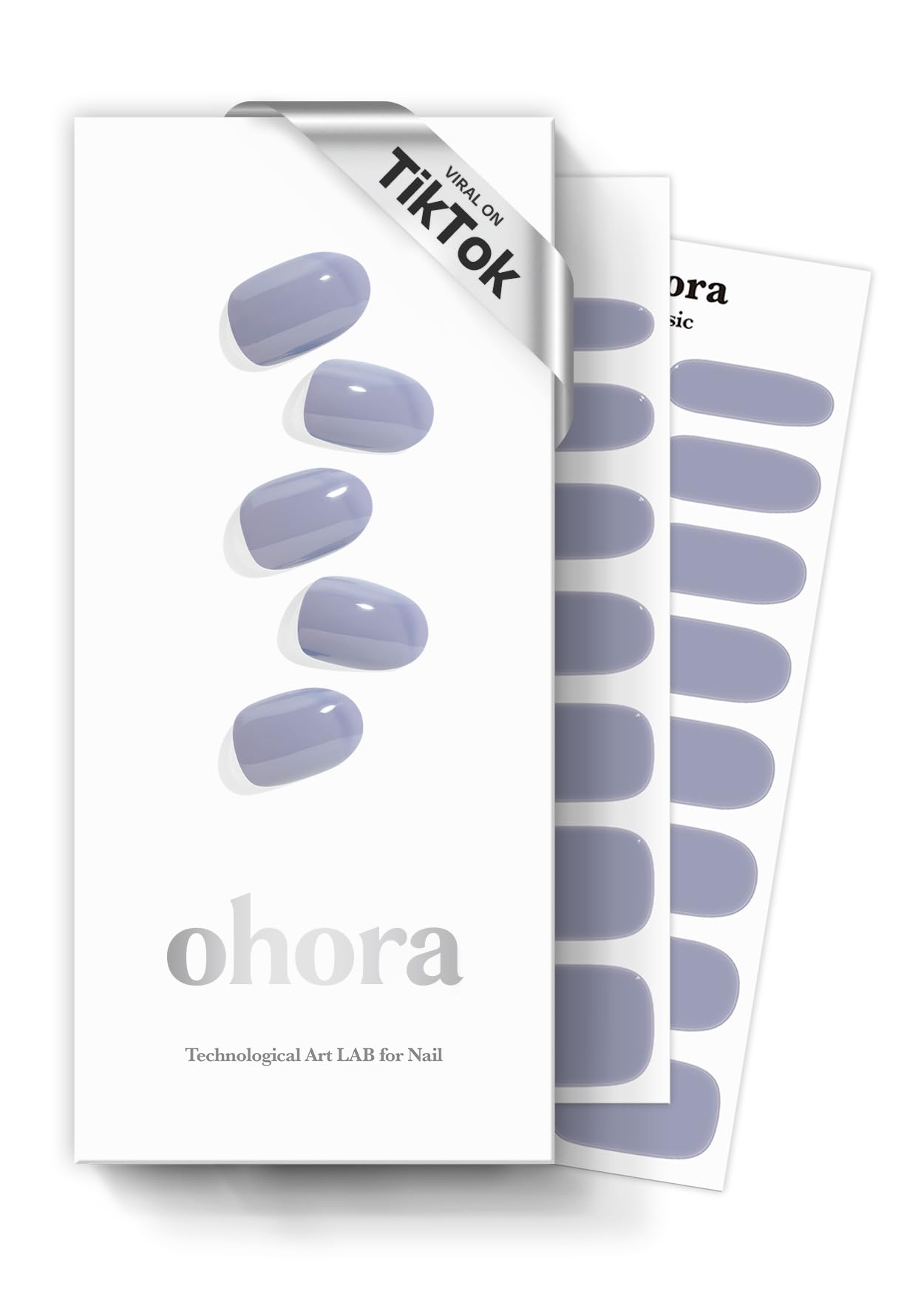 ohora Semi Cured Gel Nail Strips (N Cream Cloud), Purple, Solid, 30 Pcs for 2 Cycles, UV Lamp Compatible, Salon-Quality