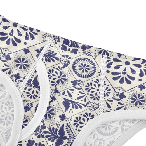 Boys' Exclusive Briefs Toddler Underwear 95% Combed Cotton Boxerbriefs 2T Blue and White Tile Pattern 154