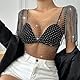 XYTAHDM Körperkette aus schwarzem Strass-Netzgewebe, hohler Kristall, funkelnder Körperschmuck, Körperaccessoires für Frauen und Mädchen, Nachtclub, Festival