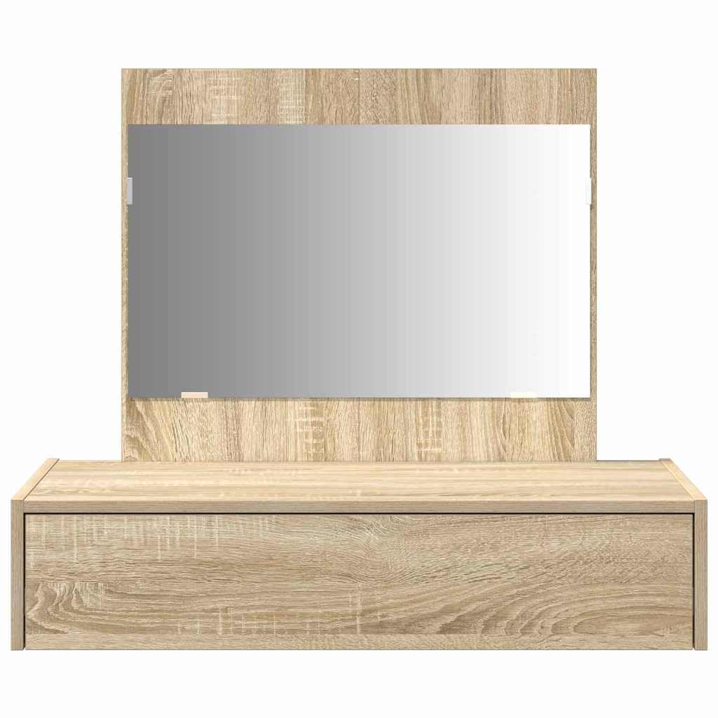 Schminktisch Braun aus Holzwerkstoff 83 x 40 x 70 cm mit Spiegel und Schublade, moderner Kosmetiktisch für Schlafzimmer und Ankleidezimmer, Stauraum und Organizer für Makeup und Pflege