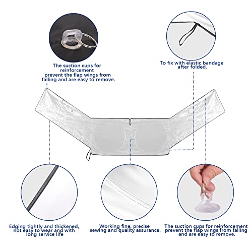 Yewiry Car Sun Shade Windshield,Front And Side Window Sunshades,Block Heat And Uv Visor,Protection Cover Vehicle Interior Accessories,Protect Privacy (Silver-Black, Medium(61X 33 Inches)) #TOP5