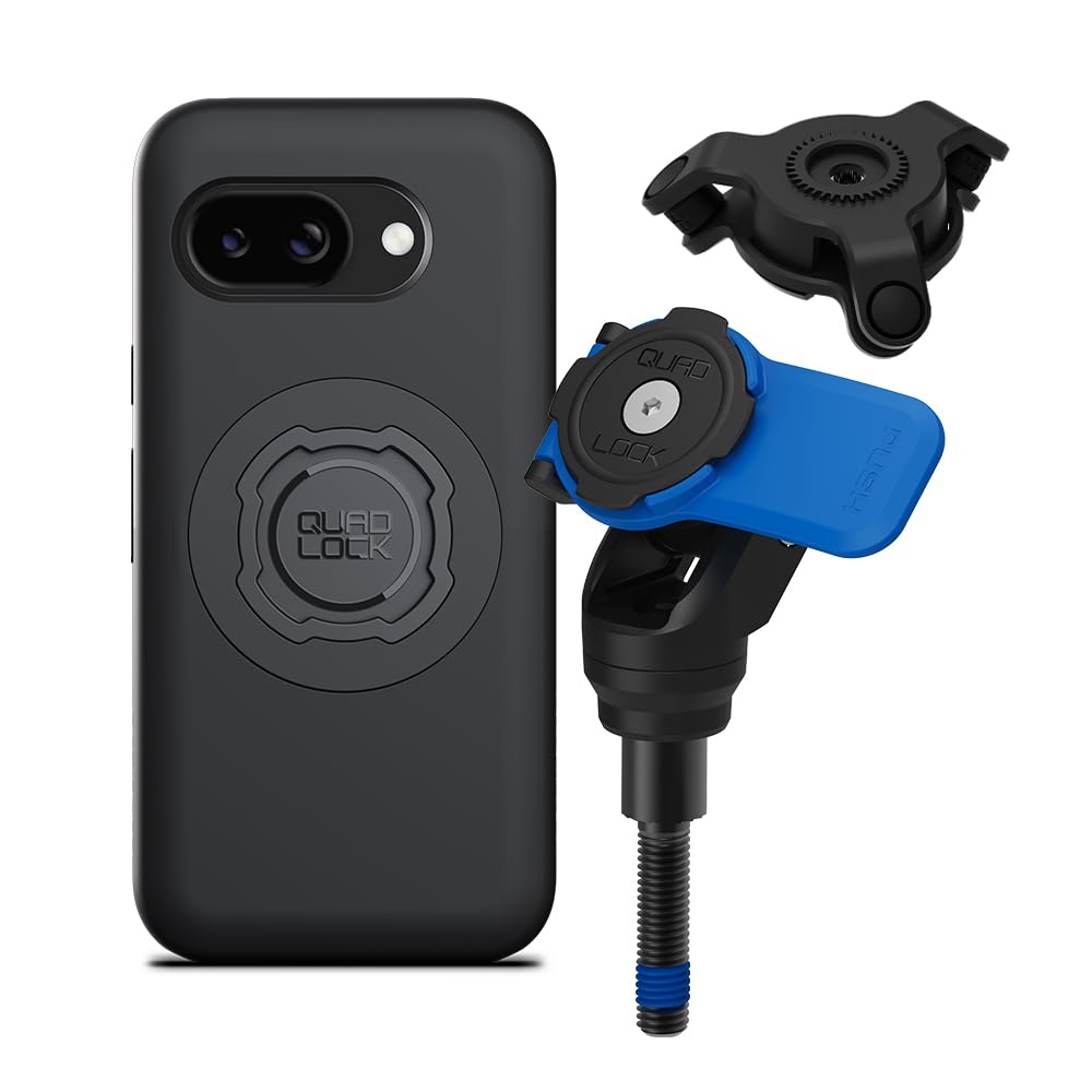 QUAD LOCK Tornillos de sujeción para manillar, soporte para teléfono móvil para motocicleta con amortiguador de vibraciones y funda MAG para Pixel 9a