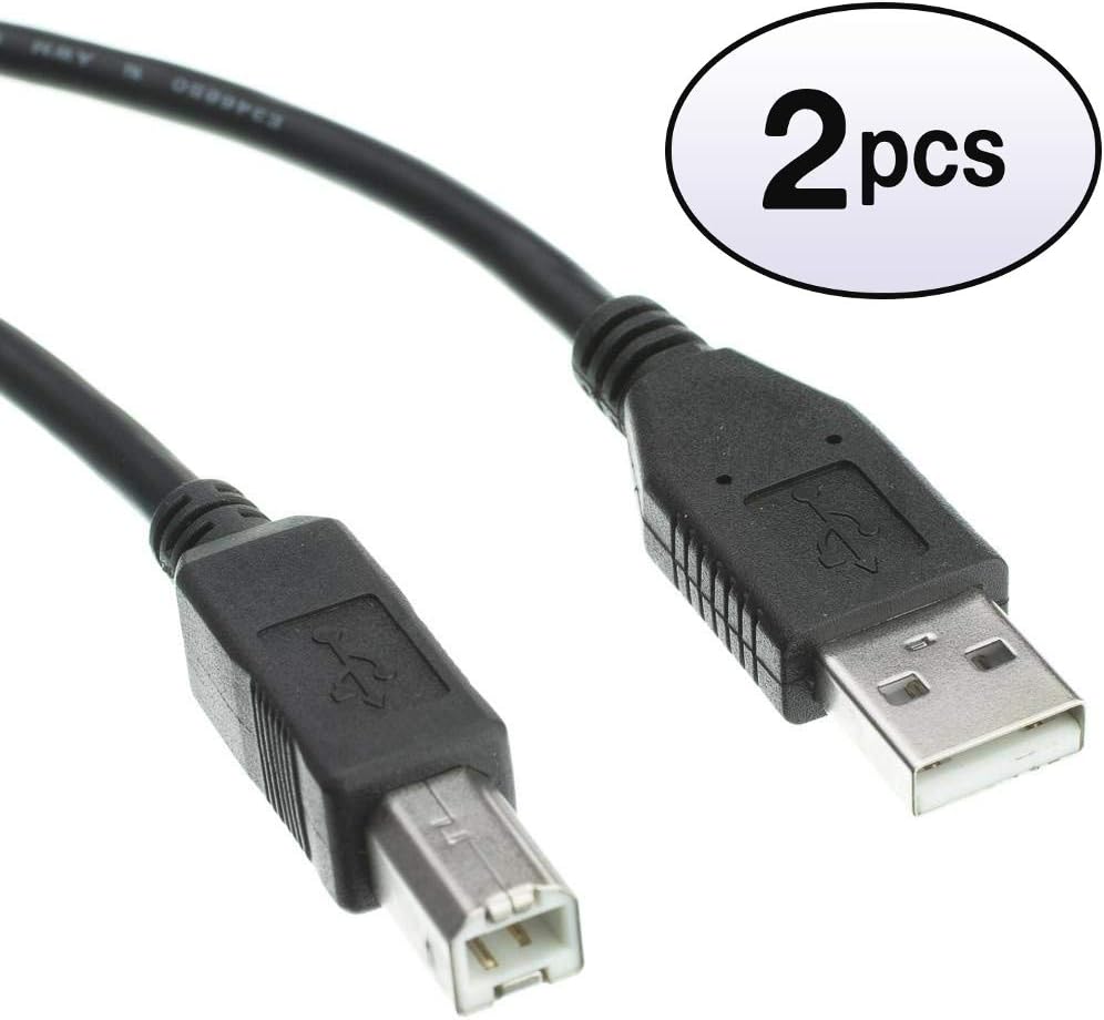 GOWOS (2 Pack) USB 2.0 Printer/Device Cable, Black, Type A Male to Type B Male, 10 Feet