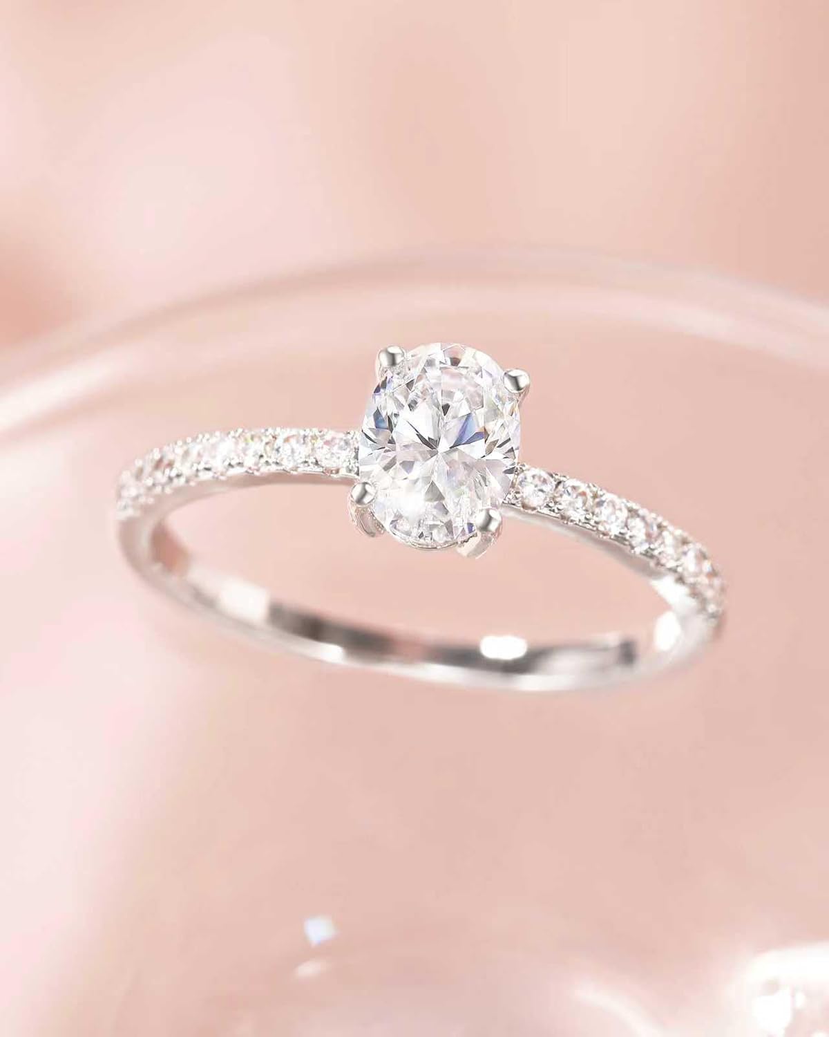 TIGRADE 1.5CT Bridal Ring Sets Oval Cut Cubic Zirconia Wedding Band Curved CZ Engagement Stackable Rings for Women Size 3-12 - Image 2