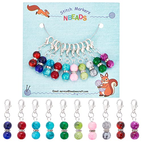 NBEADS 10 Pcs Glass Bead Stitch Markers