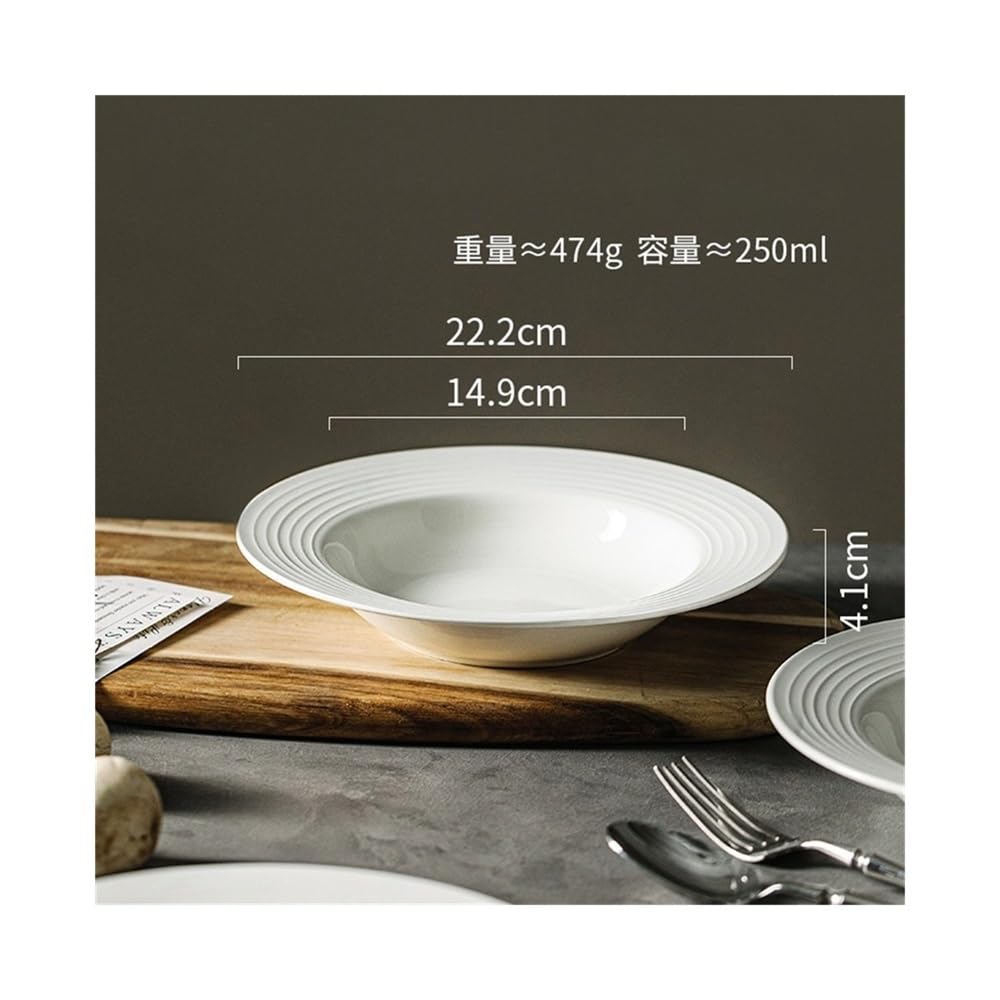Set di 2 piatti piani in ceramica per servire insalata, pasta e piatti principali, elegante design bianco per cene eleganti