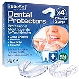 Runesol Aufbissschiene gegen Zahnschiene, 4 x Mischpackung, Schützt den Zahnschmelz, Formbare Mundschutz Zähneknirschen, Knirscherschiene für Nacht, Mouth Guard Beißschiene, Schlaf Bruxismus Schiene