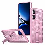 YUECXIN Custodia Magnetica per Xiaomi POCO X7 Pro 5G, Utlra Sottile Design Nido d’Ape Raffreddante Cover Antiurto con Cavalletto Metallo Invisibile, Rosa
