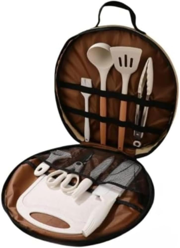 セット キャンプ用携帯ステンレス食器 ピクニック収納バッグ キッチンツール 調理器具 アウトドア キャンプ 軽量コンパクト設計