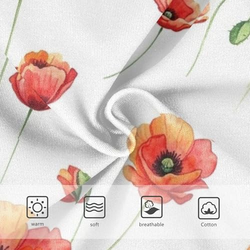 Watercolor Red Orange Flowers Toddler Underwear Floral 2t Cotton Girl Panties Cute Personalized Underpants Briefs3