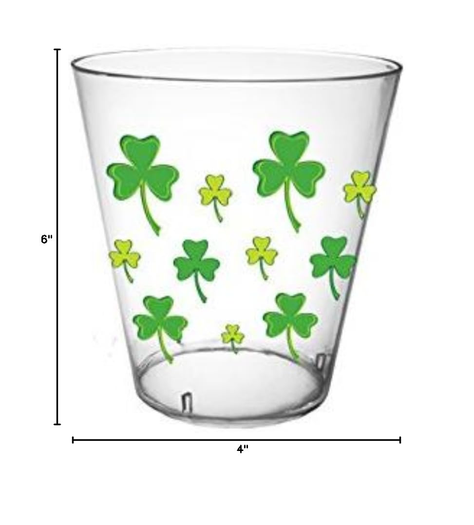 Party Essentials N24034 Shot Glasses, 2 oz., Clover Print, 6" Height, 4" Width, 2" Length (Pack of 480)