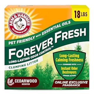 Arm & Hammer Forever Fresh Clumping Cat Litter Cedarwood, MultiCat 18lb, Pet Friendly with Essential Oils