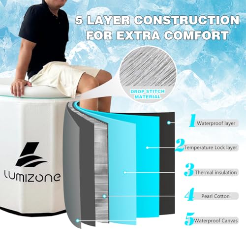 Foto de Lumizone Inflatable Cold Plunge Tub 132 Gallons Capacity Ice Bath Portable Ice Bath Tub Compatible With Water Chillers with Lid Drop Stitch PVC Double Layer Seals Oversized for Athletes (imagen 75)
