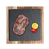 Tamaño = La elegante bandeja tiene un tamaño de 20,5 x 20,5 cm, su altura es de 1,5 cm. La tabla es de madera de acacia con pizarra incrustada, su peso es de 0,671 kg. Es apilable y, por lo tanto, un ayudante fácil de limpiar en la cocina.