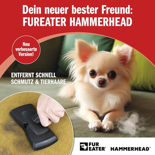 FurEater Tierhaar Staubsaugeraufsatz - Verbesserte Version | Staubsaugerbürste zur Entfernung von Tierhaaren, Fusselentferner für Möbel, Teppiche, Autoinnenräume, Tierhaarbürste mit Universaladapter